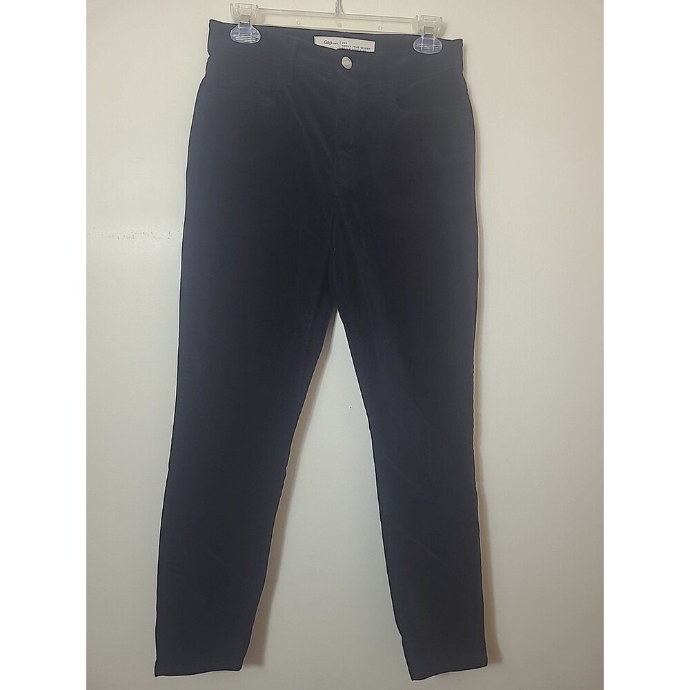 Gap 1969 Velour Pants Dark Navy Blue Curvy Tru Skinny Super High Rise Size 8 /29